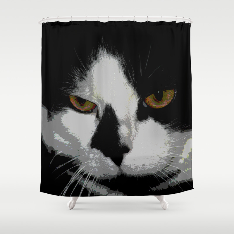 Black White Cat Ii Shower Curtain By Carstenjohn Society6
