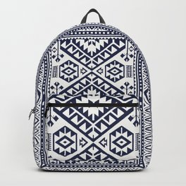 White and Blue Geometrci Heritage Traditional Moroccan Style Illustration Backpack
