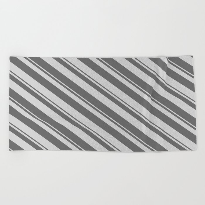 Dim Gray & Light Gray Colored Lines Pattern Beach Towel
