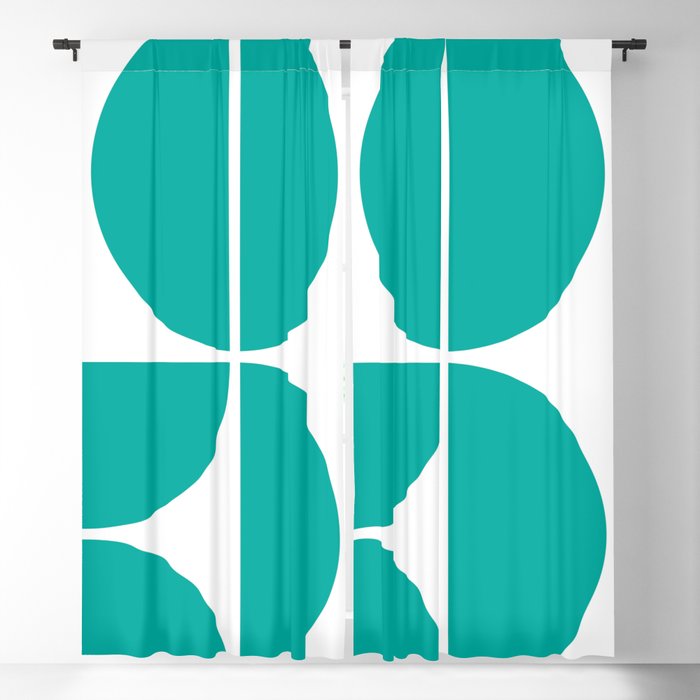 Mid Century Modern Turquoise Square Blackout Curtain