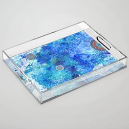 Finding Red Colorful Blue Abstract Art Acrylic Tray