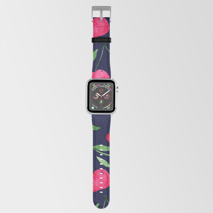 Watercolor cherries - blue, red, green Apple Watch Band