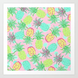 Pineapple Pandemonium Tropical Spring Art Print
