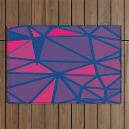 geometric triangle polygon shape abstract background in pink and blue Outdoor Rug