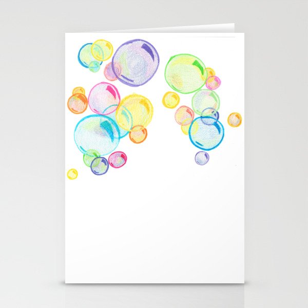 Rainbow Pastel Bubbles Floating Stationery Cards