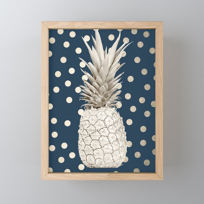 Gold Pineapple Polka Dots 2 Framed Mini Art Print