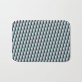 [ Thumbnail: Grey, Dark Slate Gray, Light Blue & Dark Grey Colored Striped/Lined Pattern Bath Mat ]