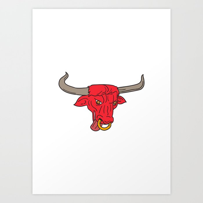 Texas Longhorn Bull Drawing Art Print by patrimonio | Society6