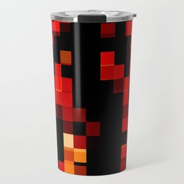 geometric pixel square pattern abstract background in red brown Travel Mug