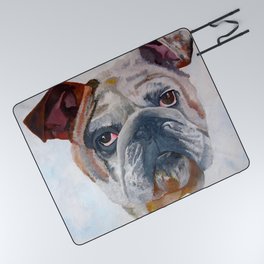 American Bulldog Artistic Pet Portrait Picnic Blanket