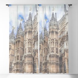 Great Britain Photography - Lady Chapel Under The Blue Cloudy Sky Sheer Curtain