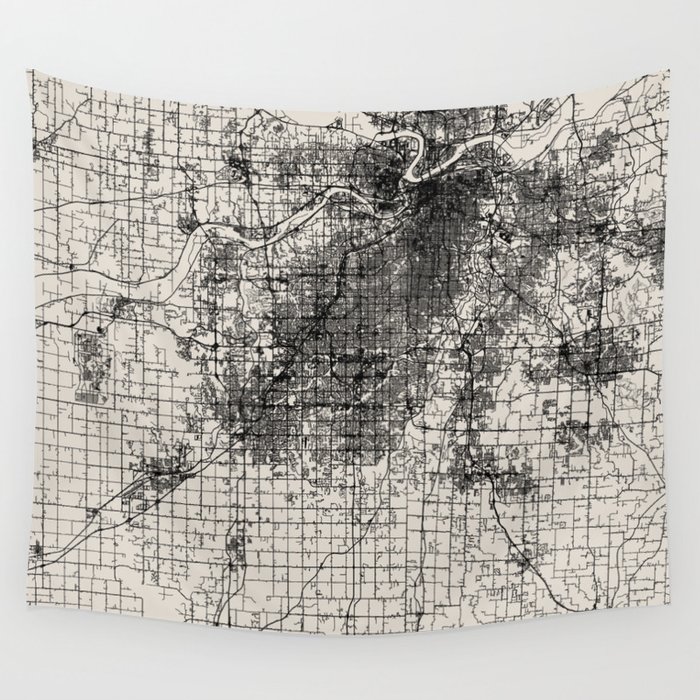 Overland Park, USA - city map drawing Wall Tapestry