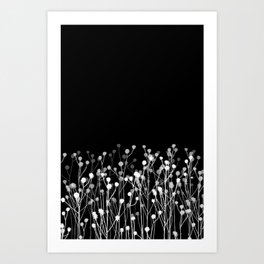 Minimalistic Botanical Pattern In Black White And Grey Art Print