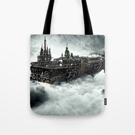 Steampunk flying ship Tote Bag