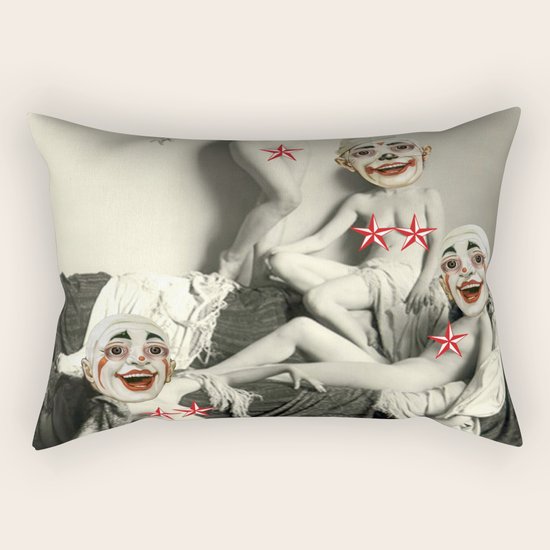 RECLINING NUDE CLOWNS (censored) Rectangular Pillow
