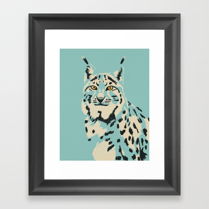 Big Cat Series - Lynx Blue Framed Art Print