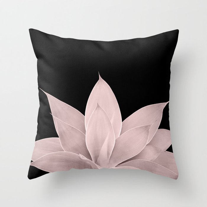 Blush Agave on Black #1 #tropical #decor #art #society6 Throw Pillow