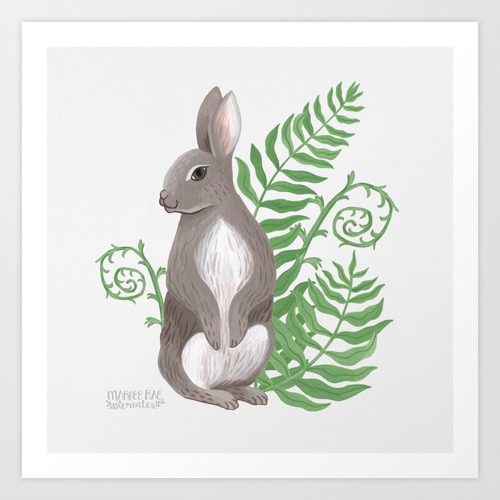 Rabbits and Ferns Art Print by Marlee Rae Creates Society6