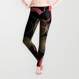 Pink shapes and golden wavy lines Leggings