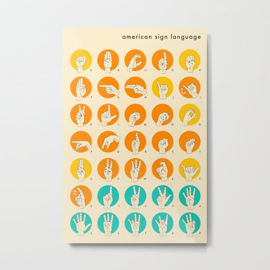 AMERICAN SIGN LANGUAGE HAND ALPHABET Metal Print