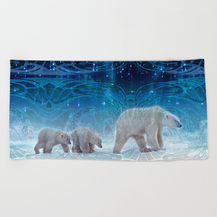 Arctic Journey of Polar Bears Beach Towel