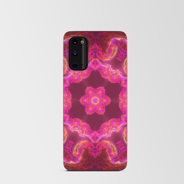 Psychedelic Kaleidoscope Flower Pink Red and Green Android Card Case