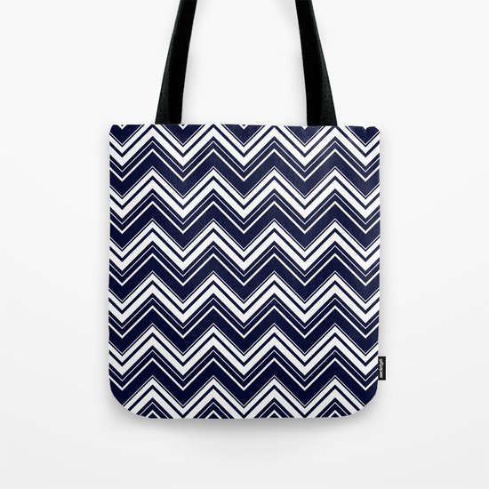 Maritime pattern- chevron - white and darkblue Tote Bag