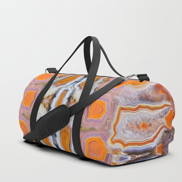 AgateMash (kaleidoscopic mosaic of gorgeous orange, white, pink and purple agate geodes) Duffle Bag