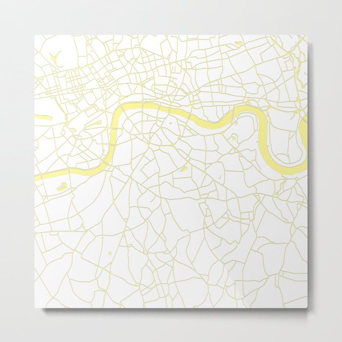 London White on Yellow Street Map Metal Print