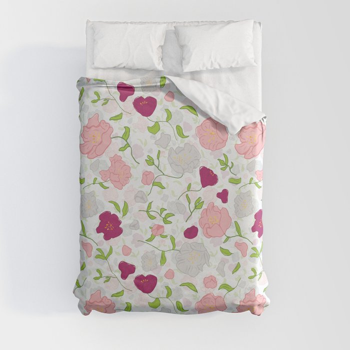 Positively Peonies Floral Pattern Duvet Cover