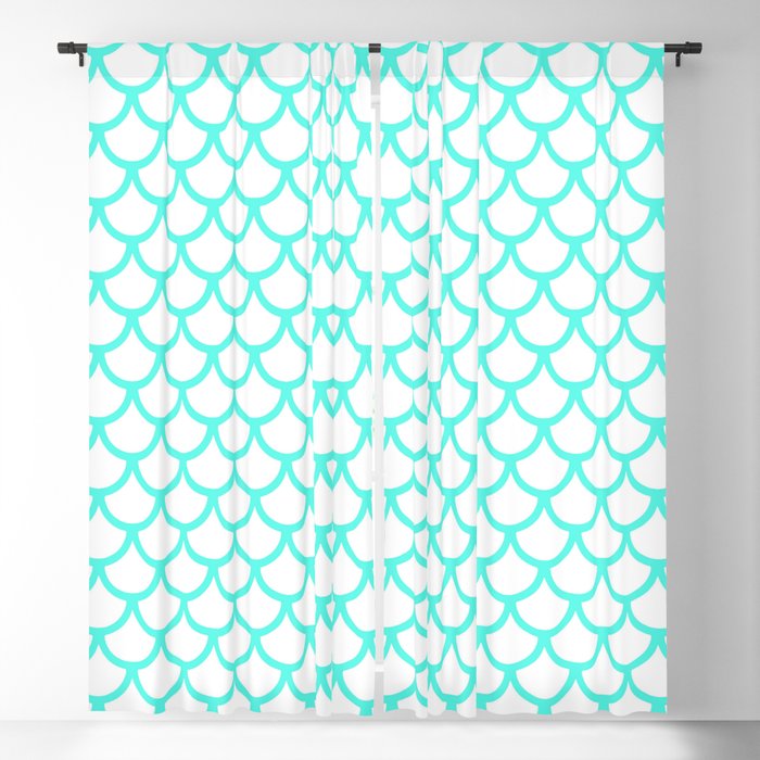Scales (Turquoise & White Pattern) Blackout Curtain