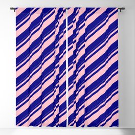 [ Thumbnail: Pink & Blue Colored Striped Pattern Blackout Curtain ]