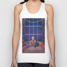 Coziness in a winter cottage Unisex Tank Top