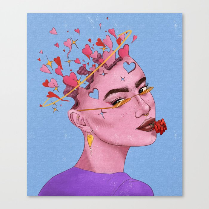 Valentine's day girl of hearts Canvas Print