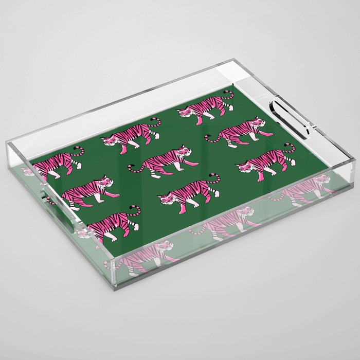Tiger Pattern (pink/green) Acrylic Tray