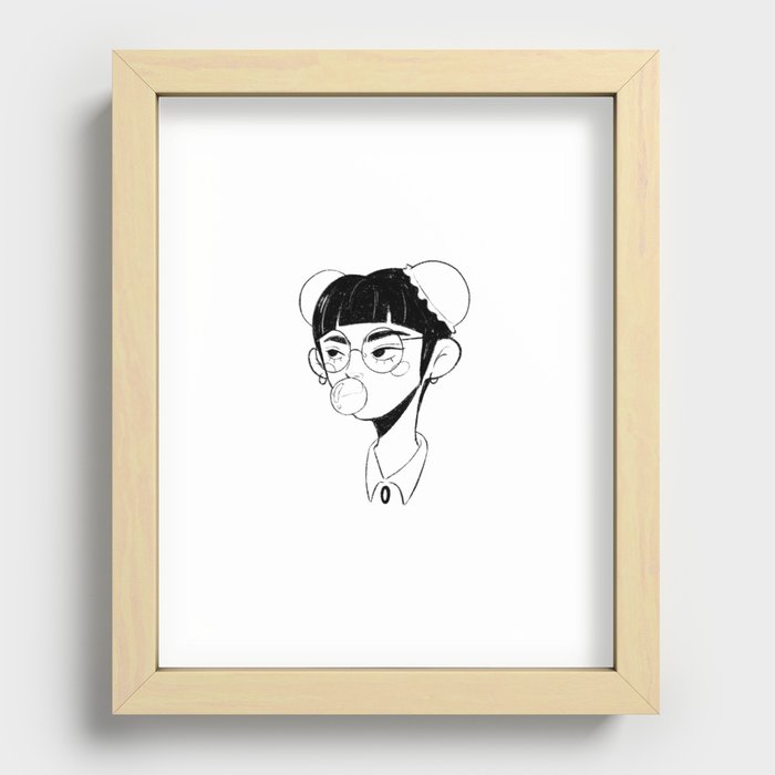 Girl Buns Recessed Framed Print