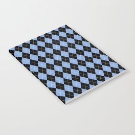 Baby Blue and Black Small Argyle  Notebook