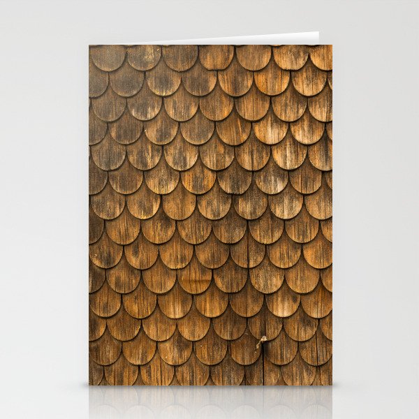 Weathered wall of wooden shingles Stationery Cards
