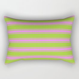 [ Thumbnail: Green & Violet Colored Lined/Striped Pattern Rectangular Pillow ]