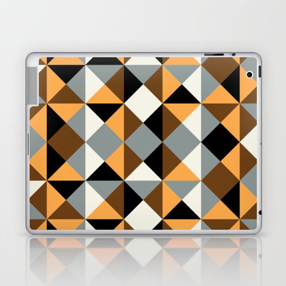 Geometrical gingham checked yellow and grey Laptop & iPad Skin