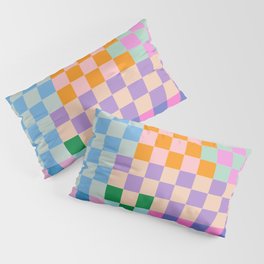Roostery Pillow Sham Checkerboard Plaid Blue Cosplay Print 100% Cotton Sateen 26in x 26in Knife-Edge Sham
