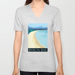 Byron Bay Vintage Style Travel Art Unisex V-Neck