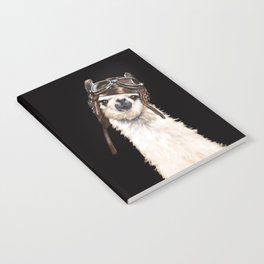 Cool Pilot Llama in Black Notebook