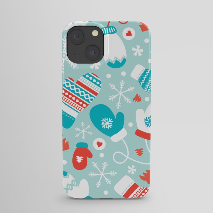 Fun winter wonderland mittens theme design iPhone Case