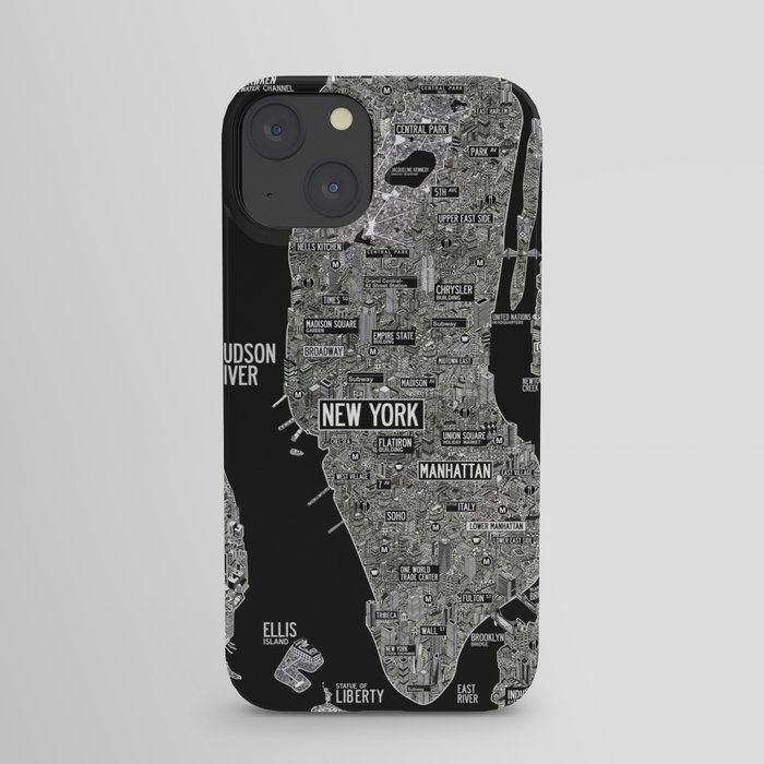 Cool New York city map with street signs iPhone Case