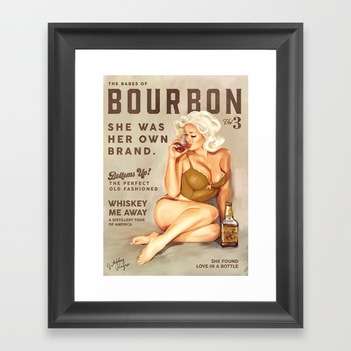 "The Babes Of Bourbon" Pretty Blonde Pin Up Girl Art Framed Art Print