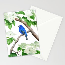 Royal Blue-Indigo Bunting in the Dogwoods by Teresa Thompson Stationery Cards