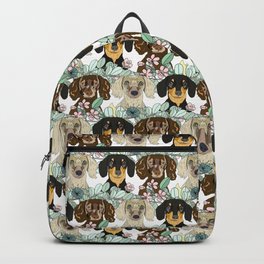 Triple Dachshunds Floral Backpack