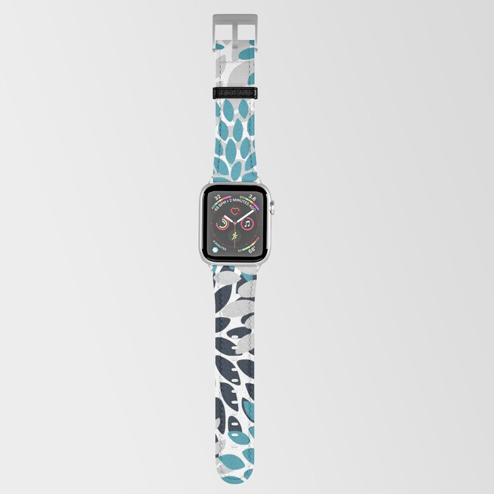 Teal, Navy and Gray, Modern Floral Apple Watch Band