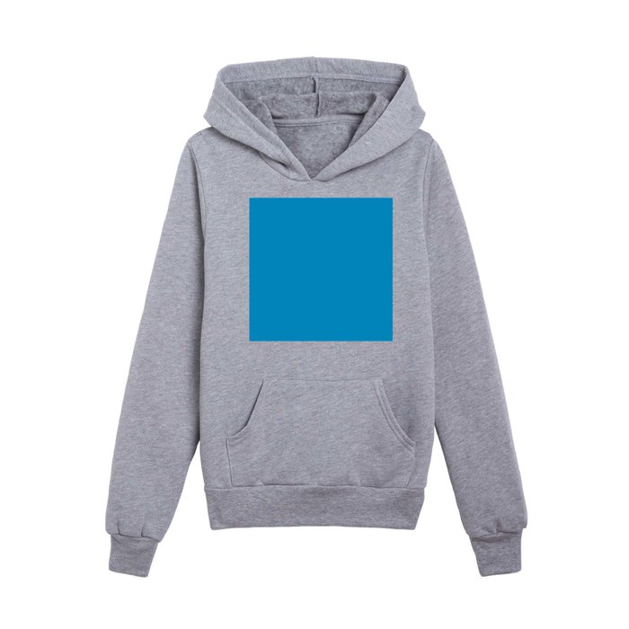 Medium Blue Solid Color Pairs Pantone Malibu Blue 17-4435 TCX Kids Pullover Hoodie